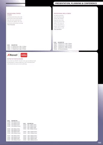 PRESENTATION, PLANNING &amp; CONFERENCE  PROFESSIONAL TRIPOD  PROFESSIONAL WALL SCREEN  SCREEN  The