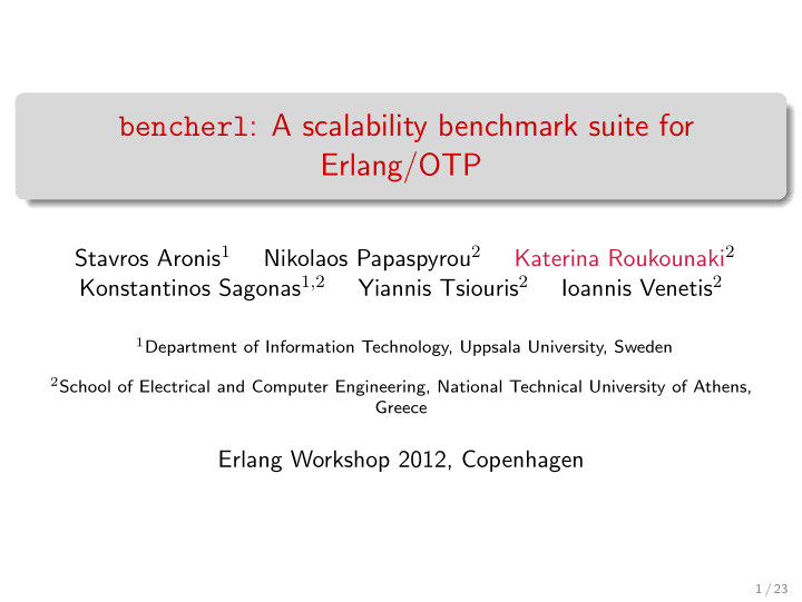 bencherl a scalability benchmark suite for erlang otp