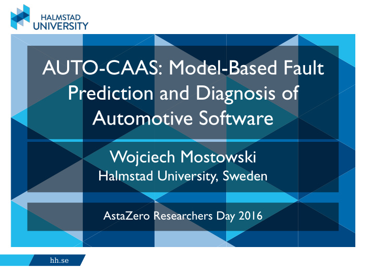 auto caas model based fault prediction and diagnosis of