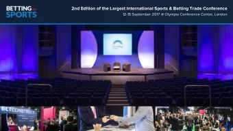 2nd Edition of the Largest International Sports &amp; Betting Trade Conference  12-15 September