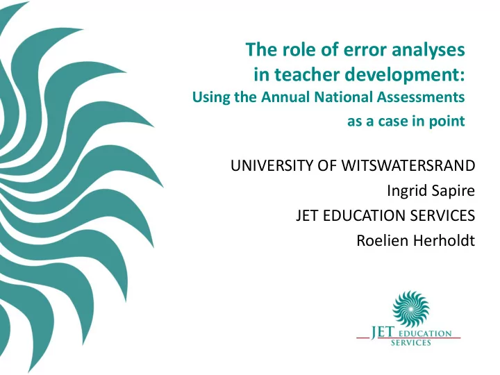 the role of error analyses in teacher development