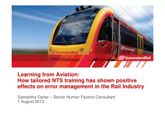 Learning from Aviation:  How tailored NTS training has shown positive  effects on error management