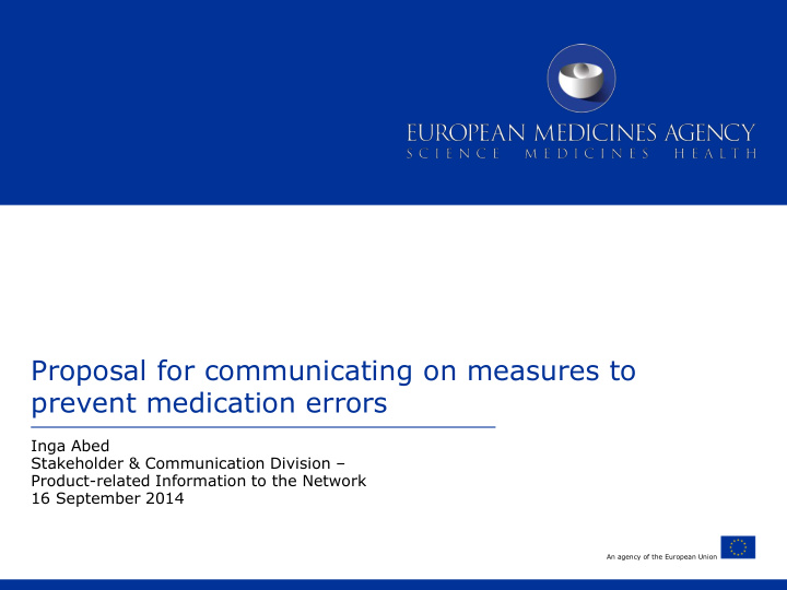 proposal for communicating on measures to prevent