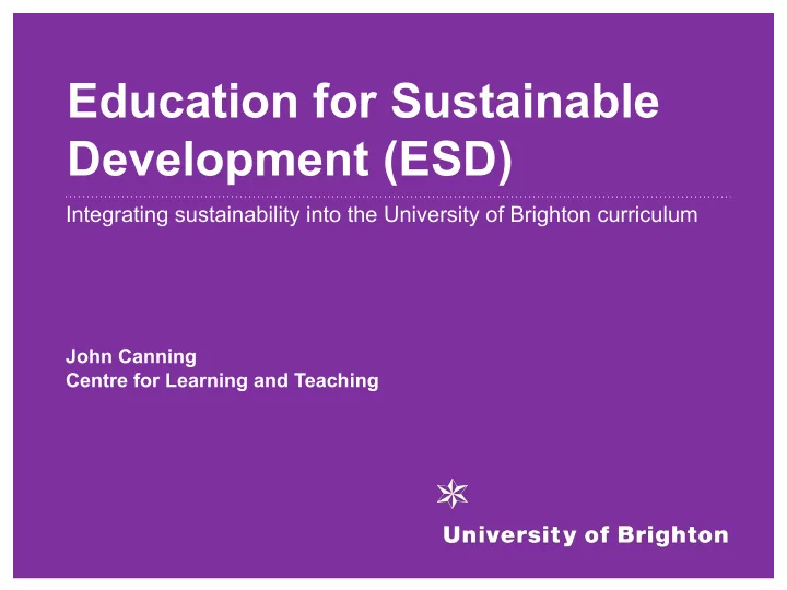 education for sustainable development esd
