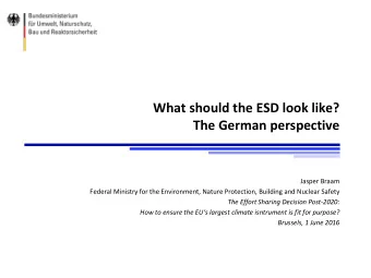 What should the ESD look like?  The German perspective  Jasper Braam  Federal Ministry for the