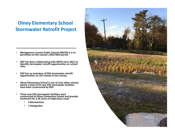 olney elementary school stormwater retrofit project