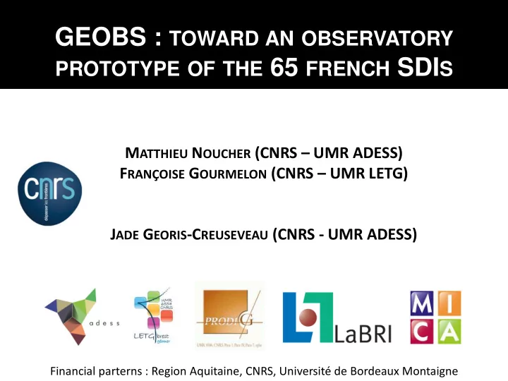 geobs toward an observatory
