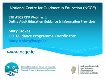 www.ncge.ie  Taking a moment of silence to remember Jason Donohue,  CMETB Adult Education Guidance