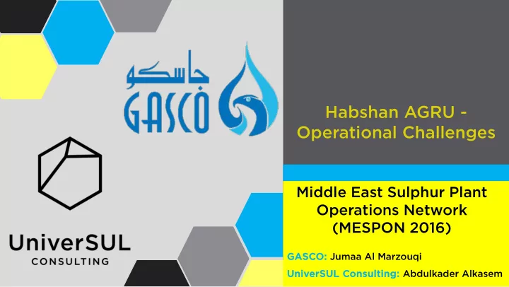 habshan agru operational challenges