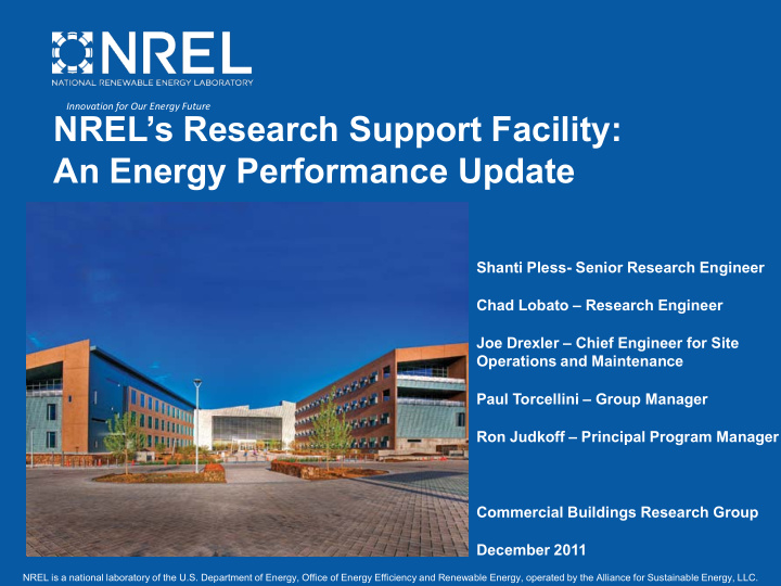 nrel s research support facility an energy performance