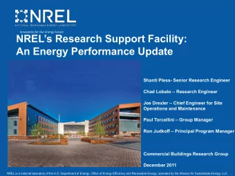 NRELs Research Support Facility:  An Energy Performance Update  Shanti Pless- Senior Research