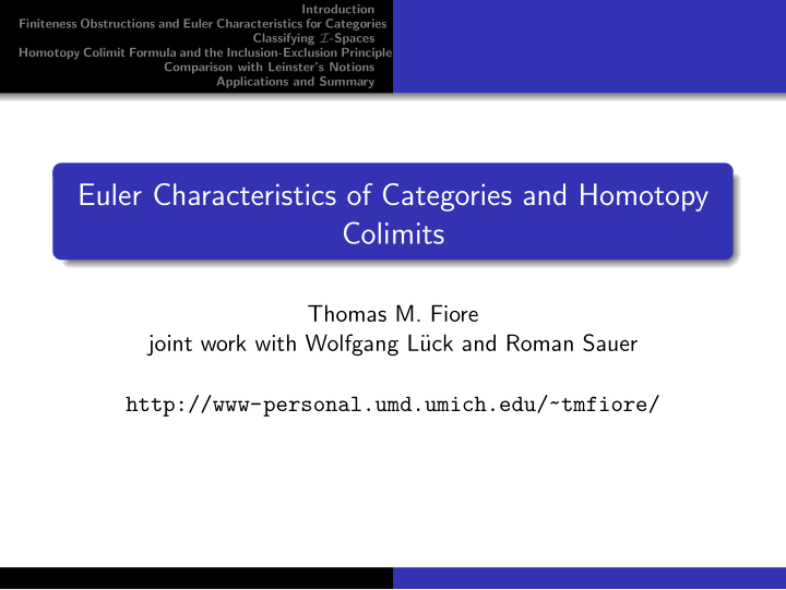euler characteristics of categories and homotopy colimits