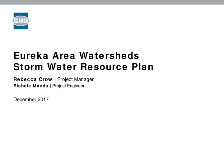 eureka area watersheds storm water resource plan