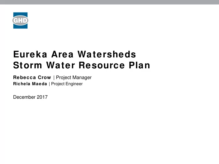 eureka area watersheds storm water resource plan