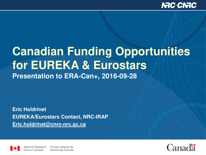 canadian funding opportunities for eureka eurostars