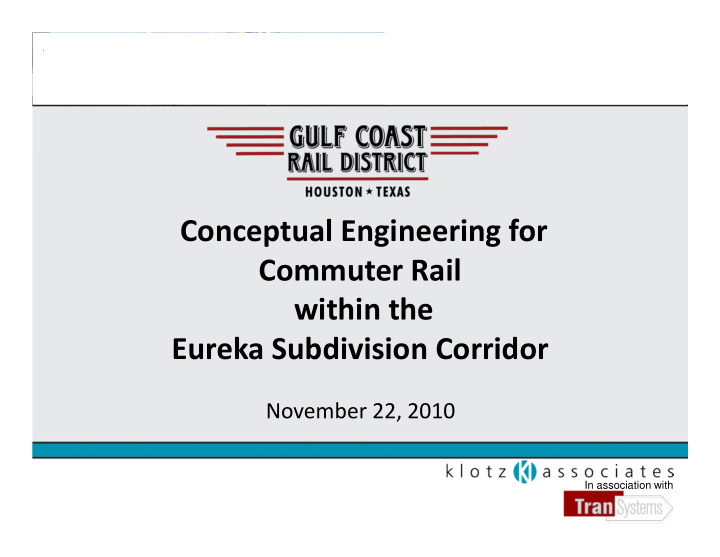 conceptual engineering for commuter rail within the