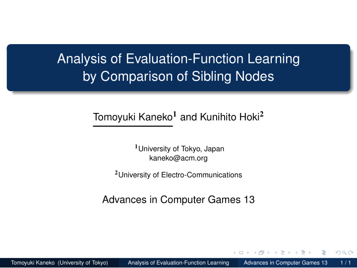 analysis of evaluation function learning by comparison of