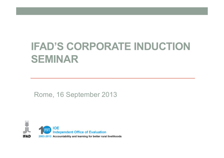ifad s corporate induction seminar
