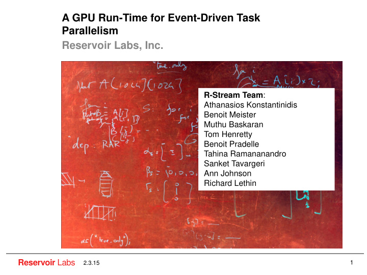a gpu run time for event driven task parallelism