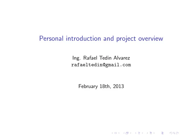 personal introduction and project overview