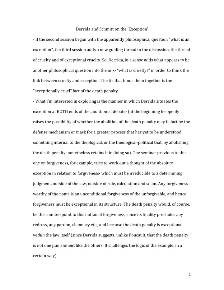 derrida and schmitt on the exception if the second