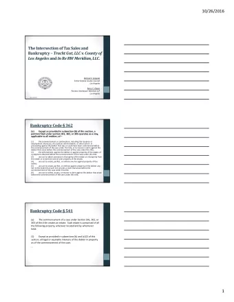 10/26/2016 The Intersection of Tax Sales and Bankruptcy  Tracht Gut, LLC v. County of Los
