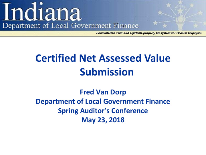 certified net assessed value submission