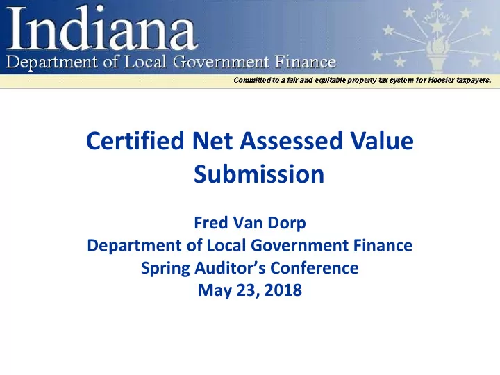 certified net assessed value submission