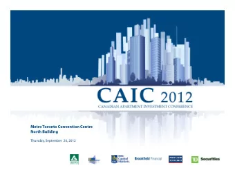 Metro Toronto Convention Centre  North Building  Thursday, September  20, 2012  CAIC 2012