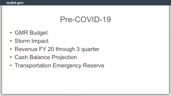 Pre-COVID-19   GMR Budget   Storm Impact   Revenue FY 20 through 3 quarter   Cash