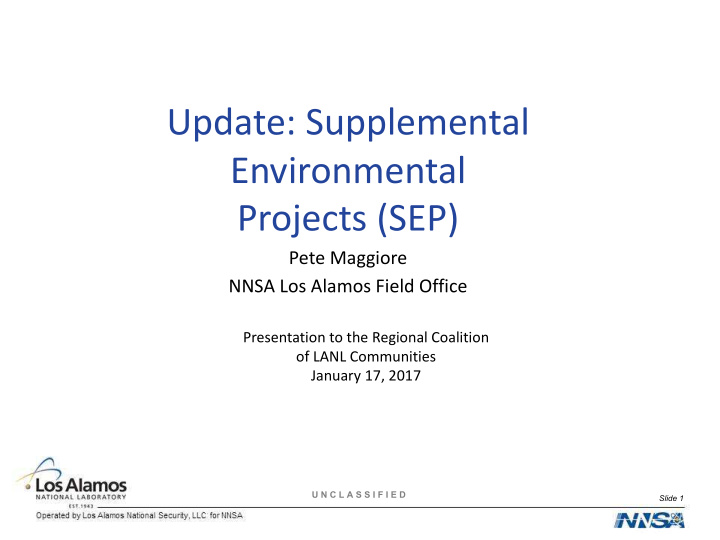 update supplemental environmental projects sep