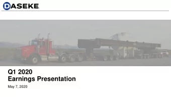 Earnings Presentation  May 7, 2020  Important Disclaimers  Forward-Looking Statements This