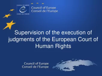 judgments of the European Court of  Human Rights  Department for the Supervision  of the Execution