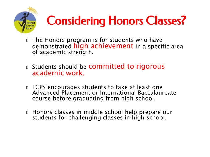considering honors classes