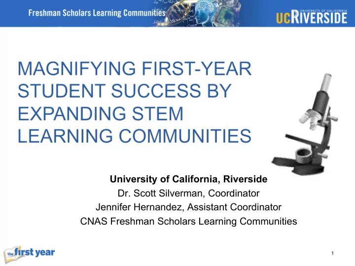 university of california riverside dr scott silverman