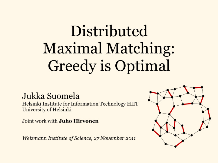 distributed maximal matching greedy is optimal