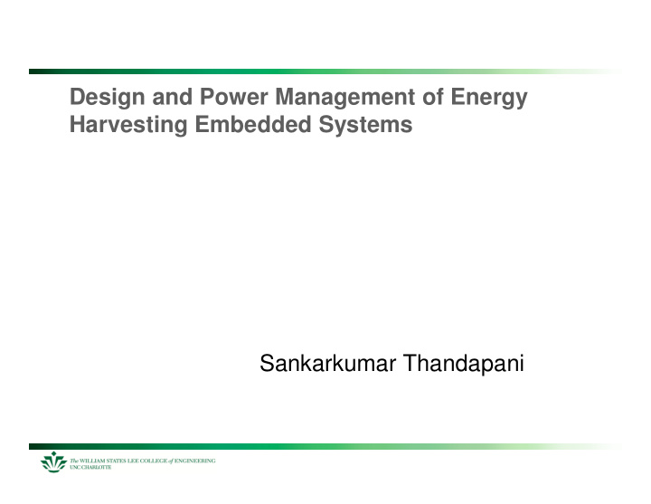 design and power management of energy harvesting embedded