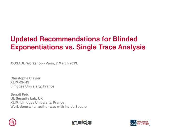 exponentiations vs single trace analysis