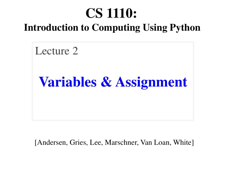 variables assignment