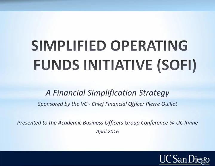 a financial simplification strategy