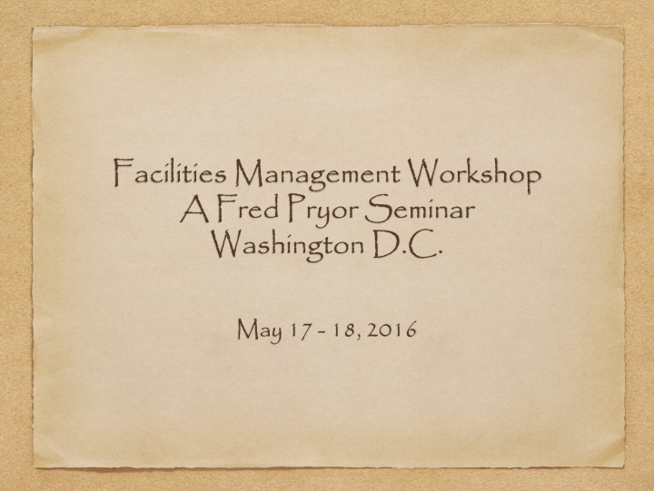 facilities management workshop a fred pryor seminar