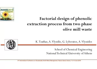Factorial design of phenolic  extraction process from two phase  olive mill waste  K. Tzathas, A.