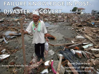 Brent Doberstein  Banda Aceh, Indonesia Dec 26 2004  University of Waterloo  1