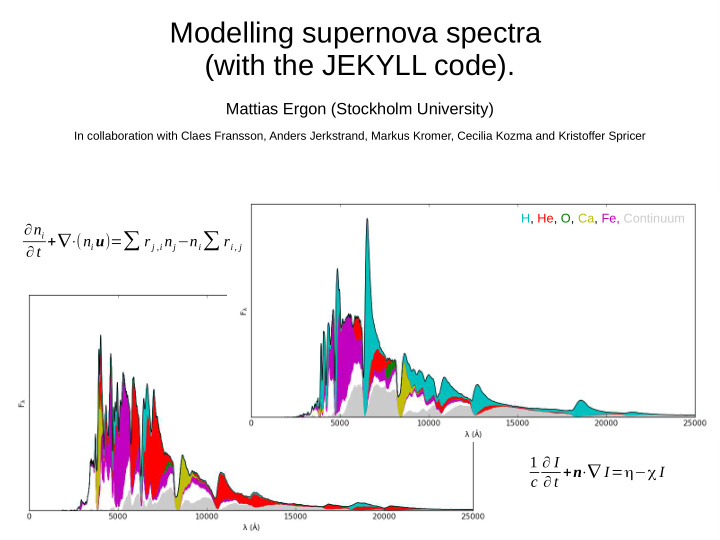 modelling supernova spectra with the jekyll code