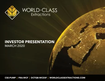 INVESTOR PRESENTATION  MARCH 2020 CSE:PUMP  |  FRA:WCF  |  OCTQB:WCEXF  |