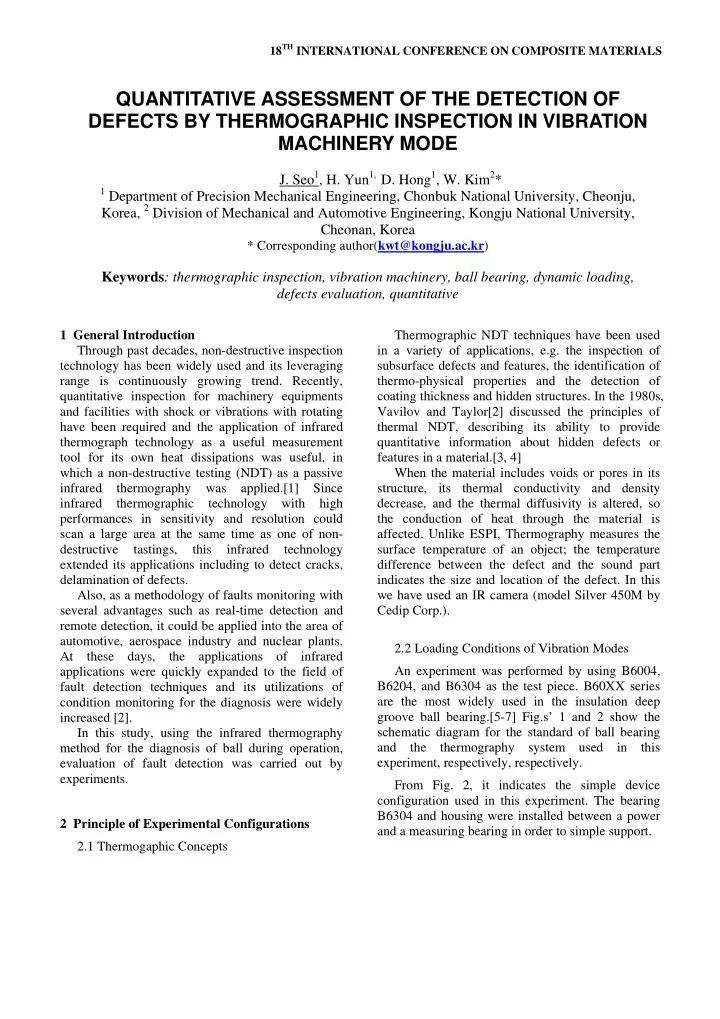 quantitative assessment of the detection of defects by