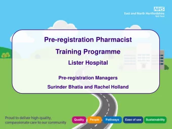 Pre-registration Pharmacist  Training Programme  Lister Hospital  Pre-registration Managers
