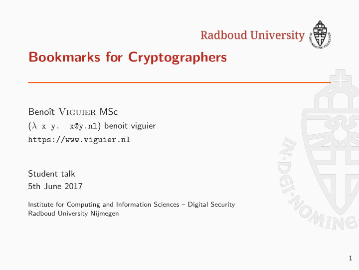 bookmarks for cryptographers