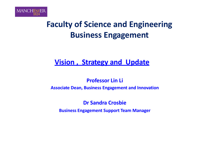 faculty of science and engineering business engagement