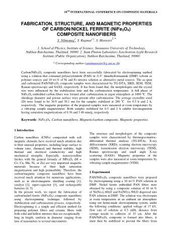 FABRICATION, STRUCTURE, AND MAGNETIC PROPERTIES OF CARBON/NICKEL FERRITE (NiFe 2 O 4 )  COMPOSITE
